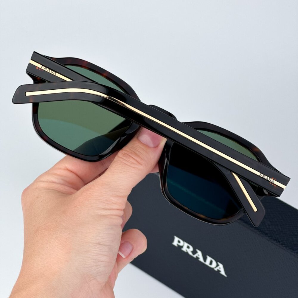 Prada PRA16S 17N20G BRAND NEW Sunglasses Radica Tortoise Polarized Green Phantos - Picture 3 of 13